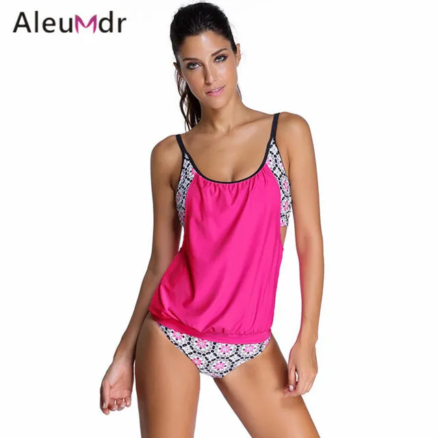 Aleumdr 2017 Women Stripes Swimwear Push-up Tankini Top Bathing Suit Swimsuit Plus Size Shorts Bikinis LC41990 Maillot De Bain