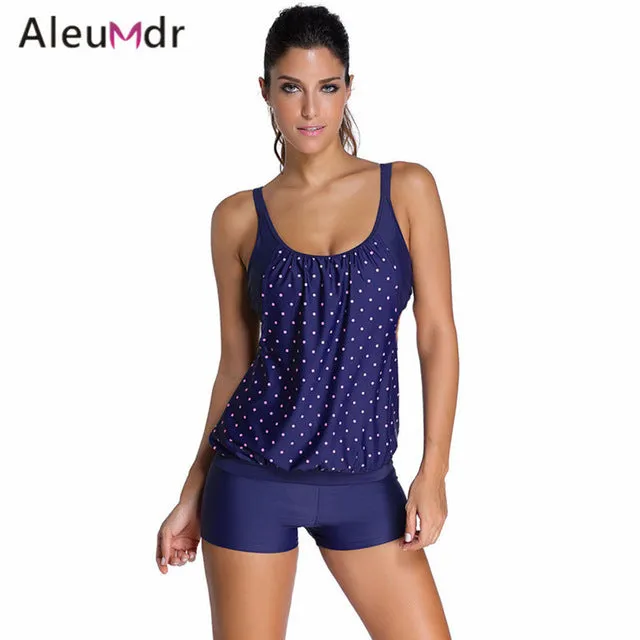 Aleumdr 2017 Women Stripes Swimwear Push-up Tankini Top Bathing Suit Swimsuit Plus Size Shorts Bikinis LC41990 Maillot De Bain