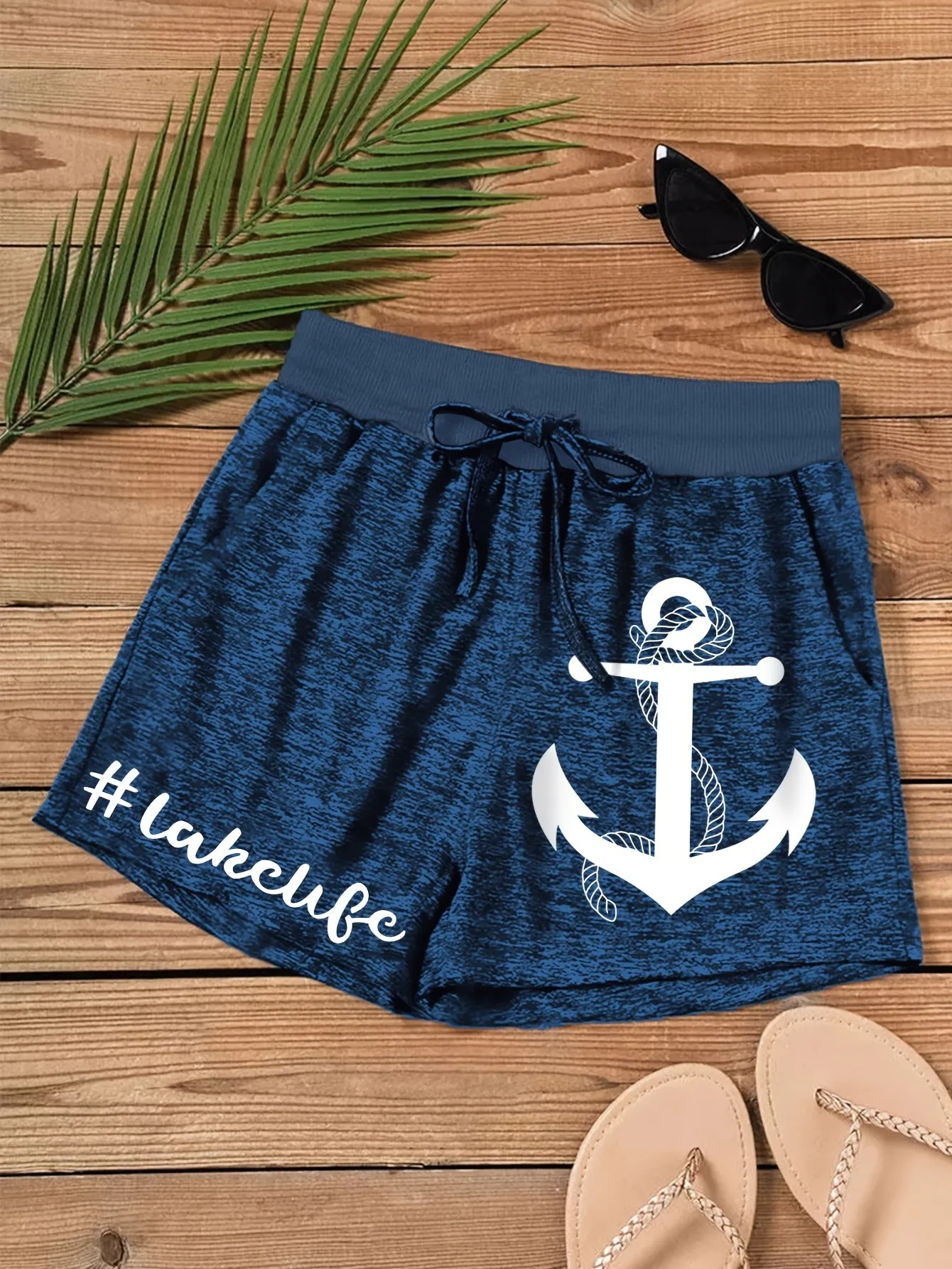 Anchor Print Lounge Shorts for Women Comfortable Elastic Waist Design