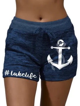 Anchor Print Lounge Shorts for Women Comfortable Elastic Waist Design