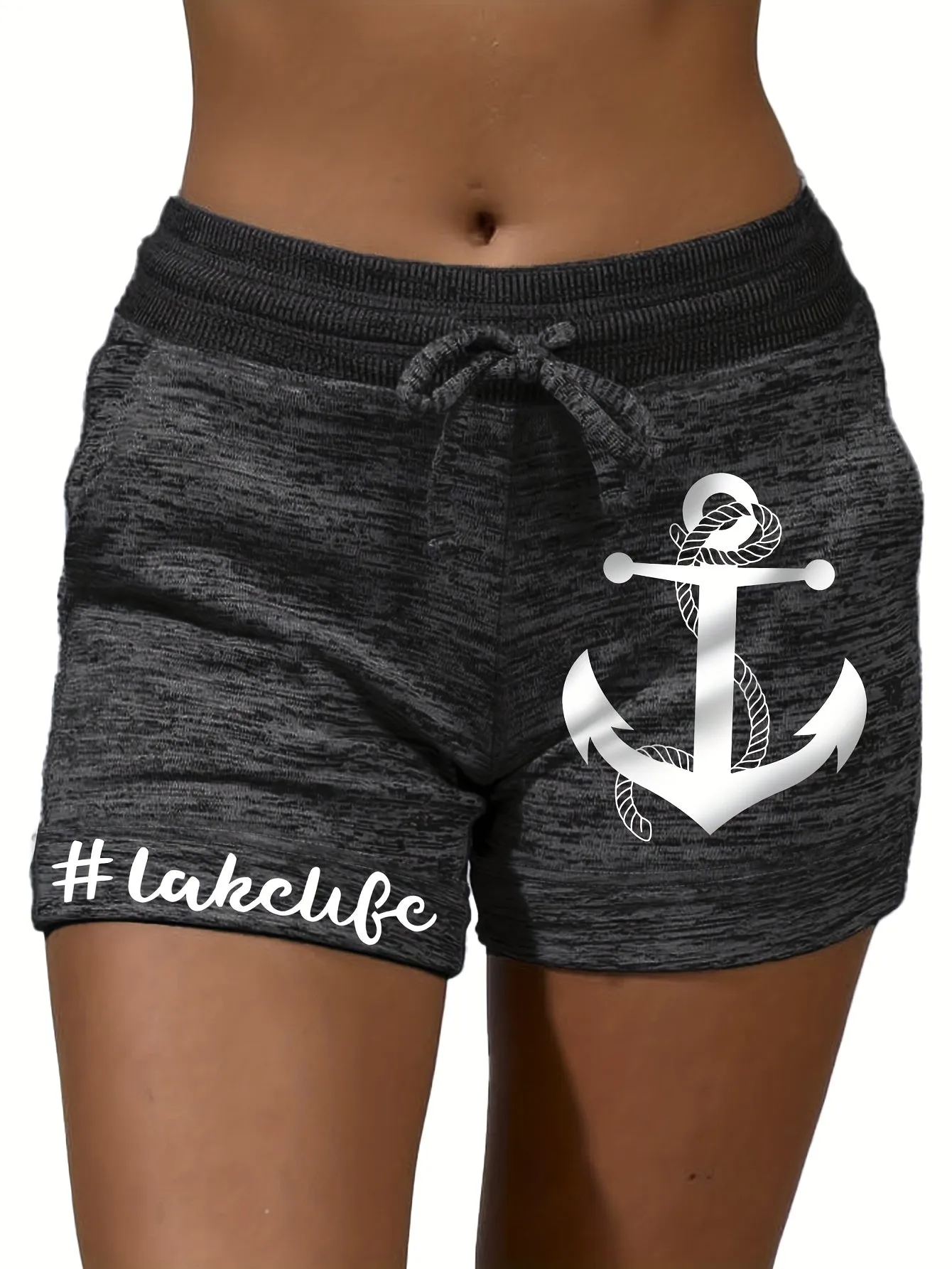 Anchor Print Lounge Shorts for Women Comfortable Elastic Waist Design