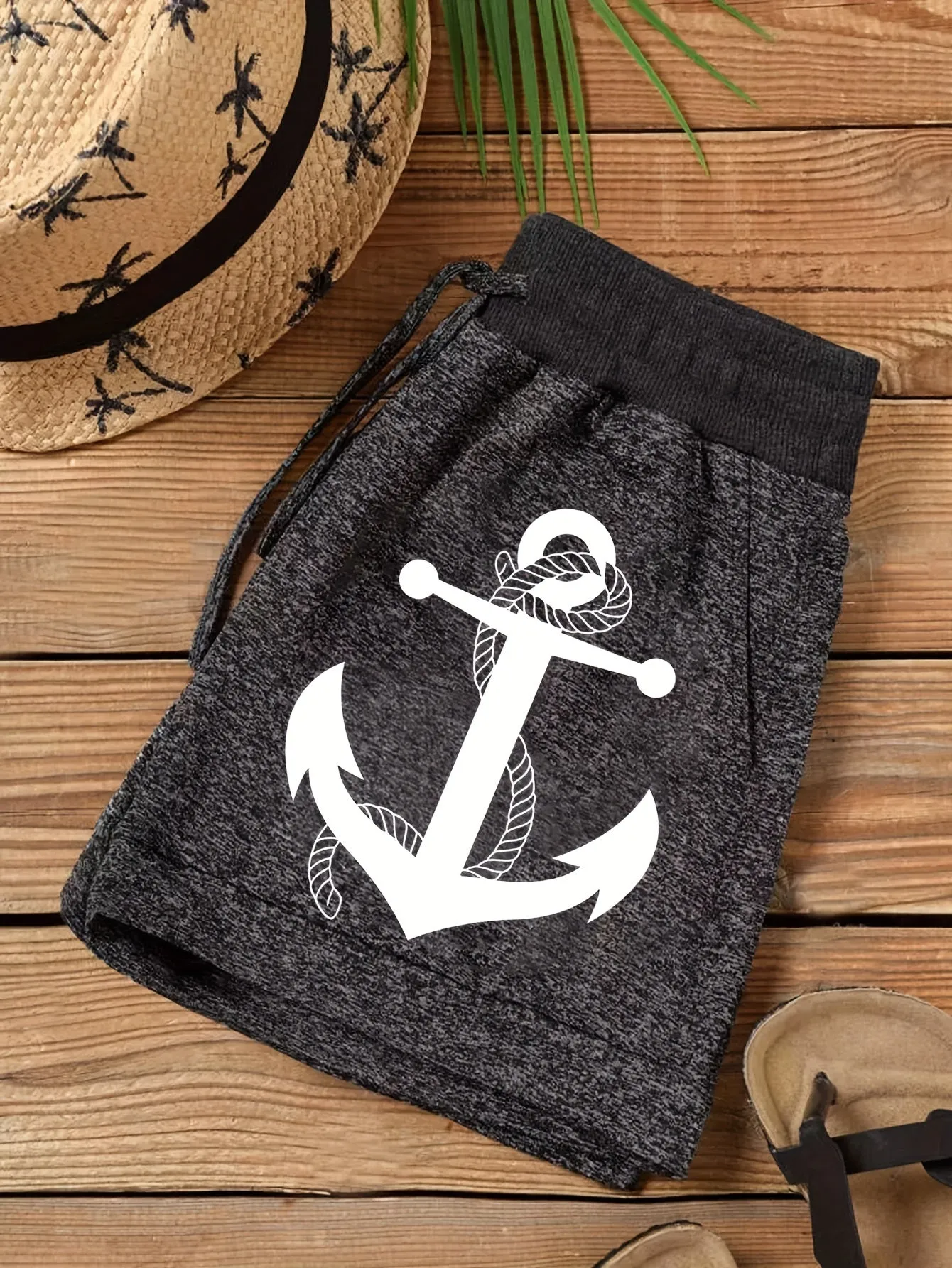 Anchor Print Lounge Shorts for Women Comfortable Elastic Waist Design