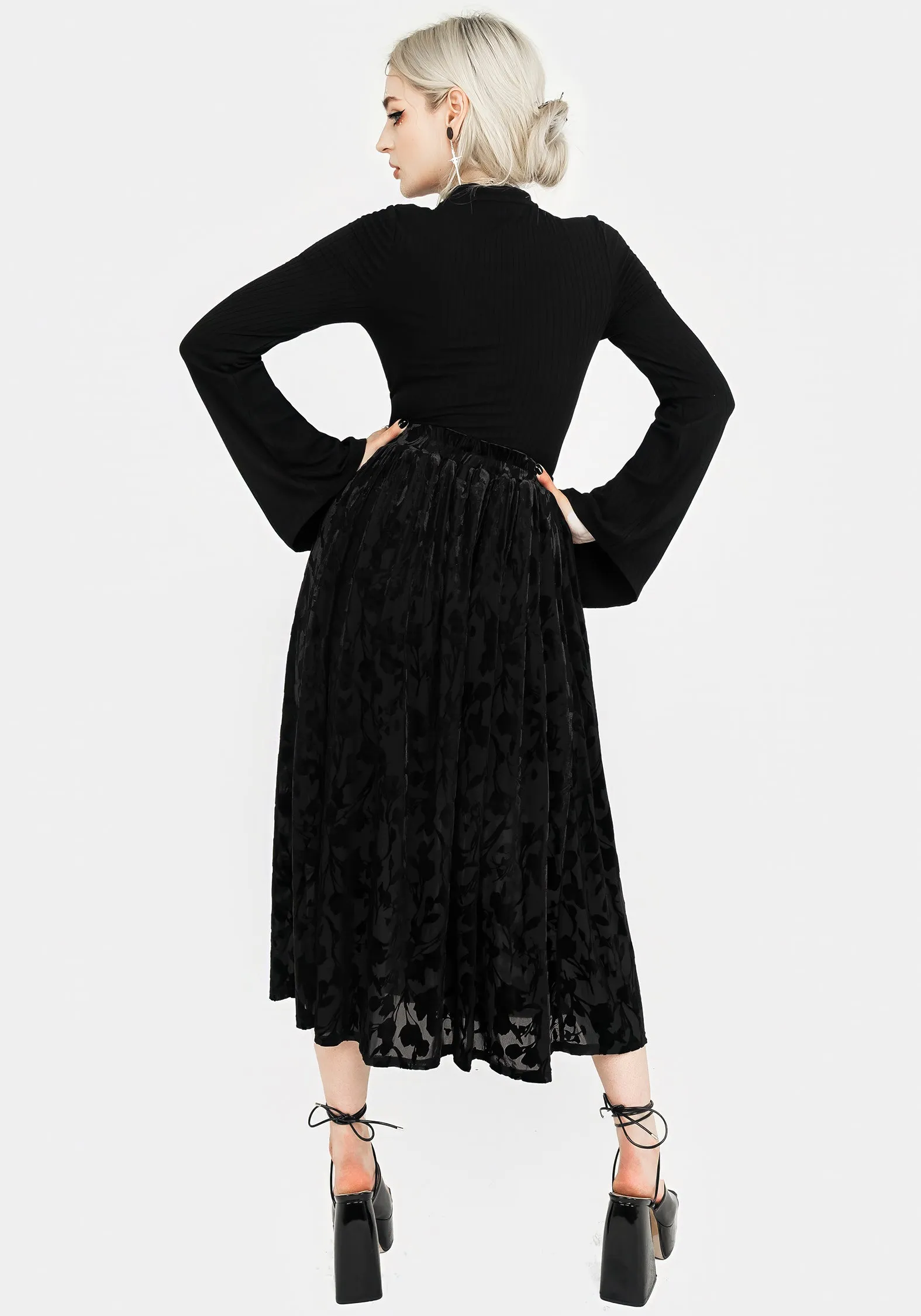 Ava Devoré Mesh Midi Skirt