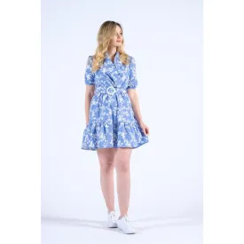 Balloon Sleeve Belted Floral Dress