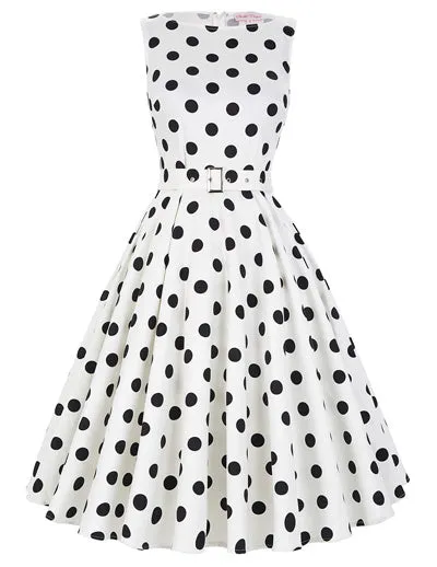 Belle Poque 2017 Summer Women Dress Cotton Sleeveless Belt Polka Dot Floral Print Vintage 50s Rockabilly Dresses Vestidos Mujer