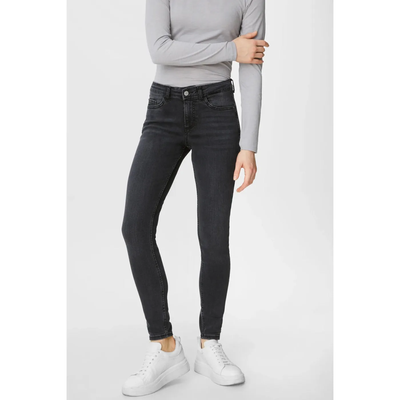 CA Mid Rise Skinny Charcoal Jeans