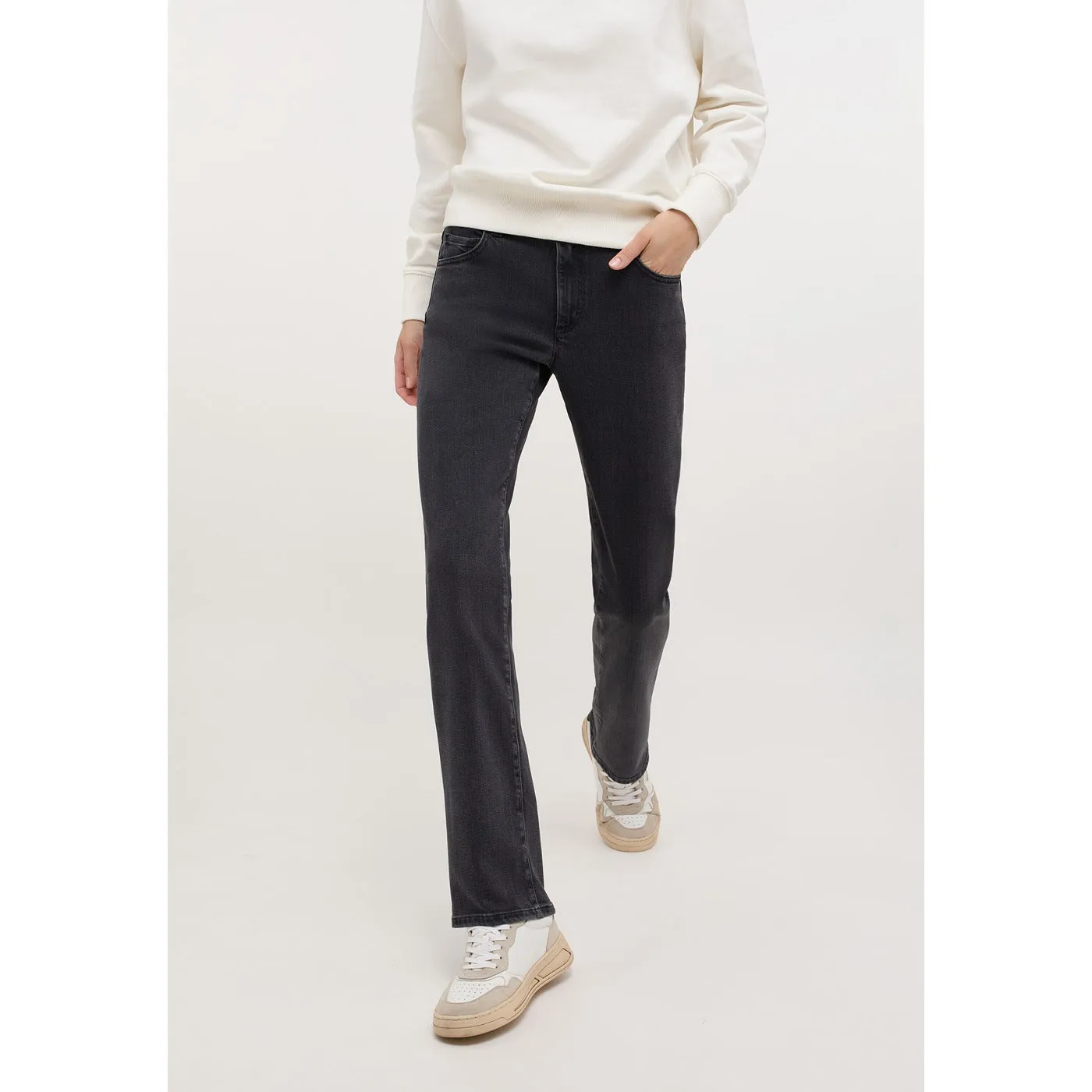 Charcoal Mid Rise Relaxed Jeans