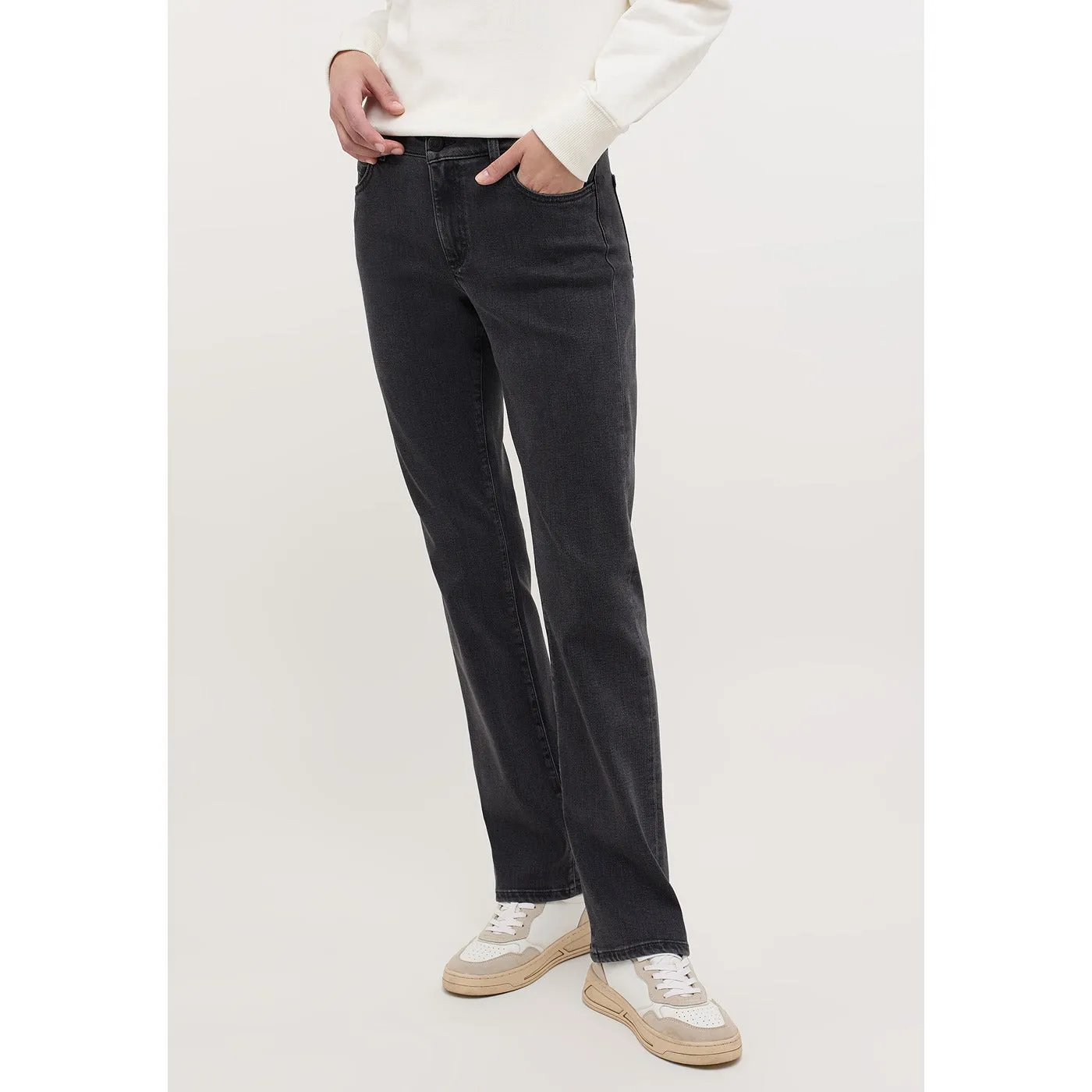 Charcoal Mid Rise Relaxed Jeans