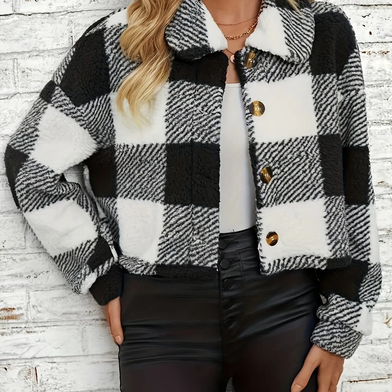 Cozy Plaid Teddy Coat Versatile Winter Outwear for Women