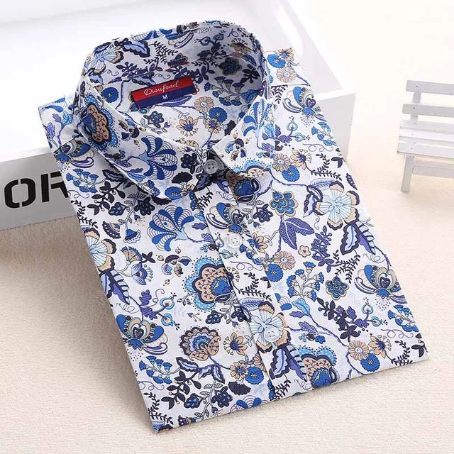 Dioufond Women Blouse Shirt Star Print Long Sleeve Blouse Vintage Cotton Fox Shirt Casual Plus Size Women Shirt Ladies Tops New