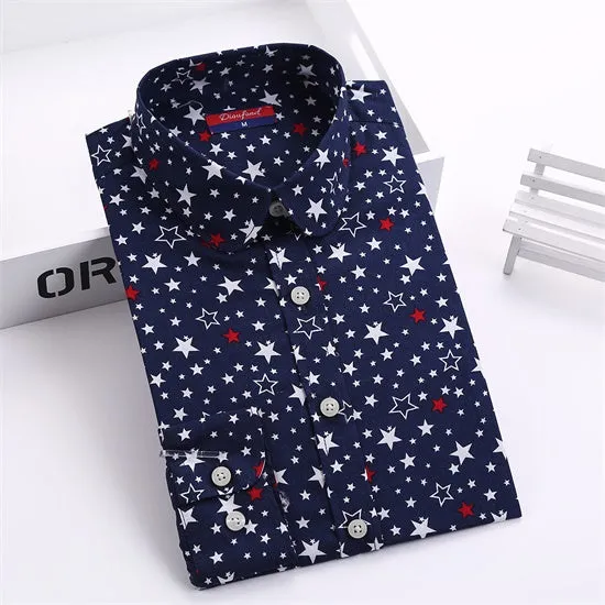 Dioufond Women Blouse Shirt Star Print Long Sleeve Blouse Vintage Cotton Fox Shirt Casual Plus Size Women Shirt Ladies Tops New