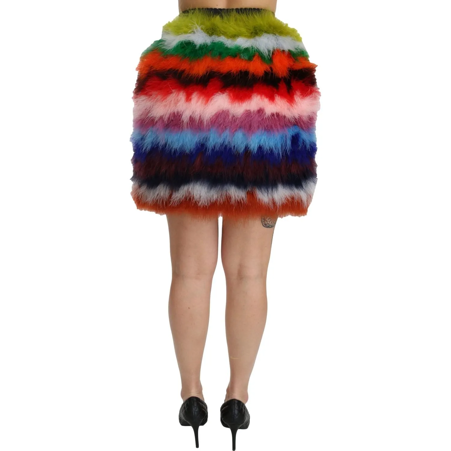 Dolce & Gabbana Chic Feather Embellished High Waist Skirt