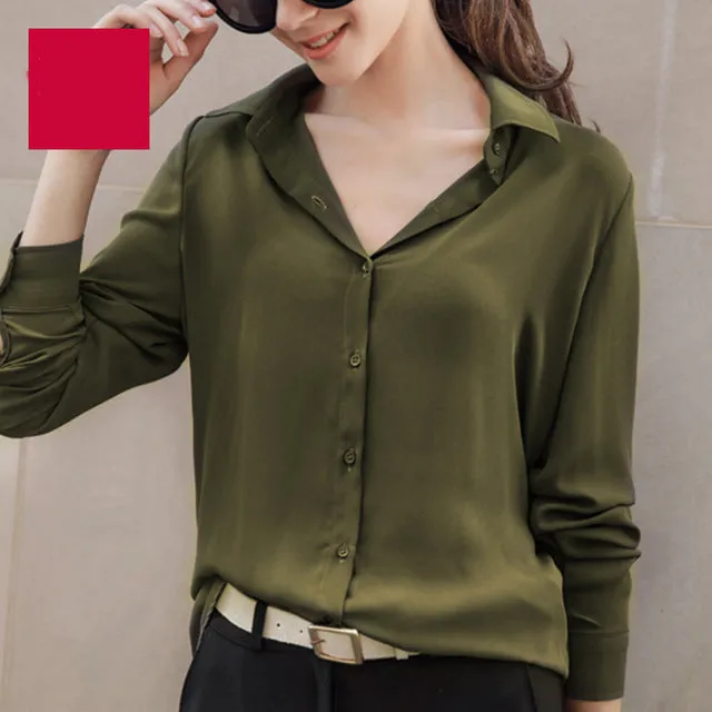 Fashion 2017 Women casual tops Long Sleeve Chiffon Shirt Blouse Simple spring autumn women's plus size blusas chemise femme