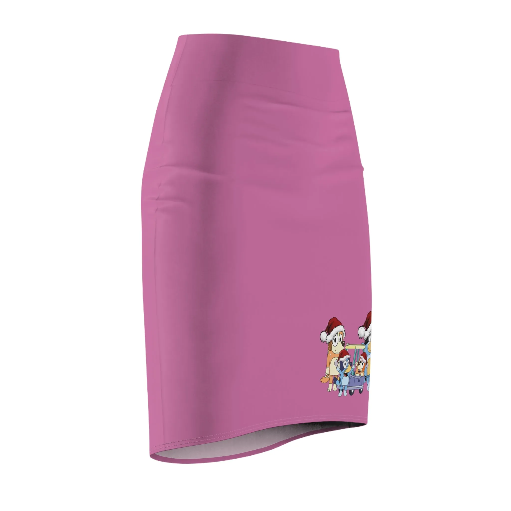 Festive Cartoon Dog Women's Pencil Skirt - Cute Holiday Skirt for Dog Lovers