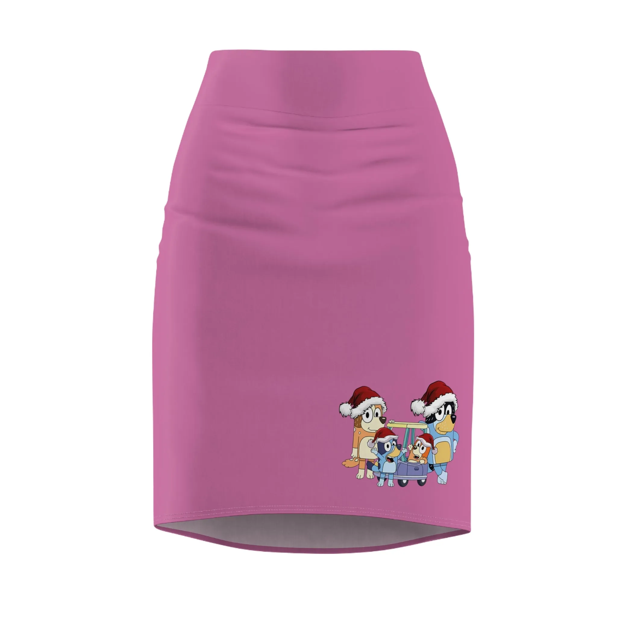 Festive Cartoon Dog Women's Pencil Skirt - Cute Holiday Skirt for Dog Lovers