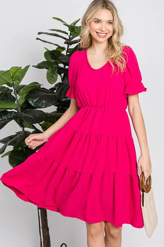 Fuchsia Soft Summer High Waist Short Dress