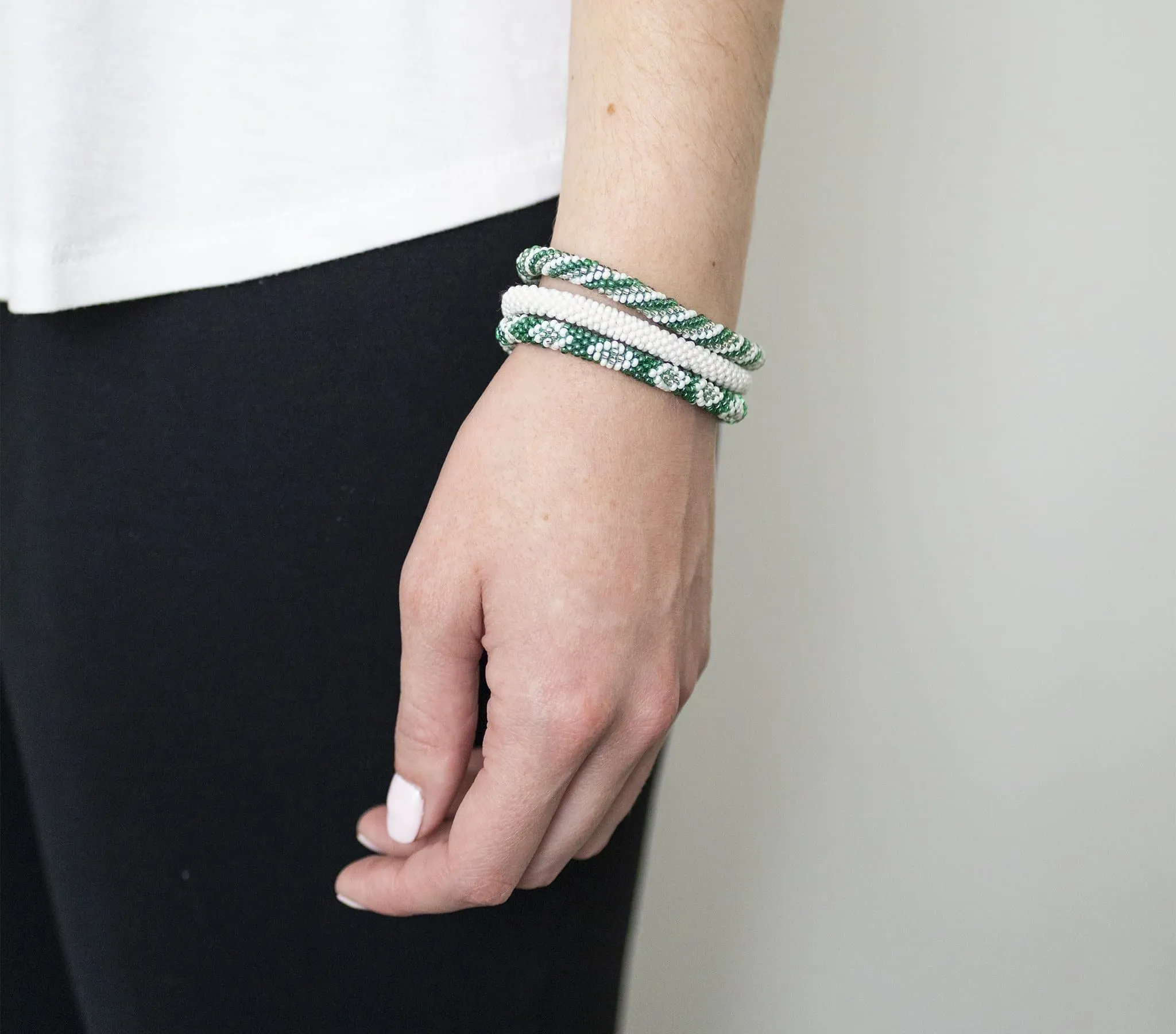 Game Day Roll-On® Bracelets <br> Green & White