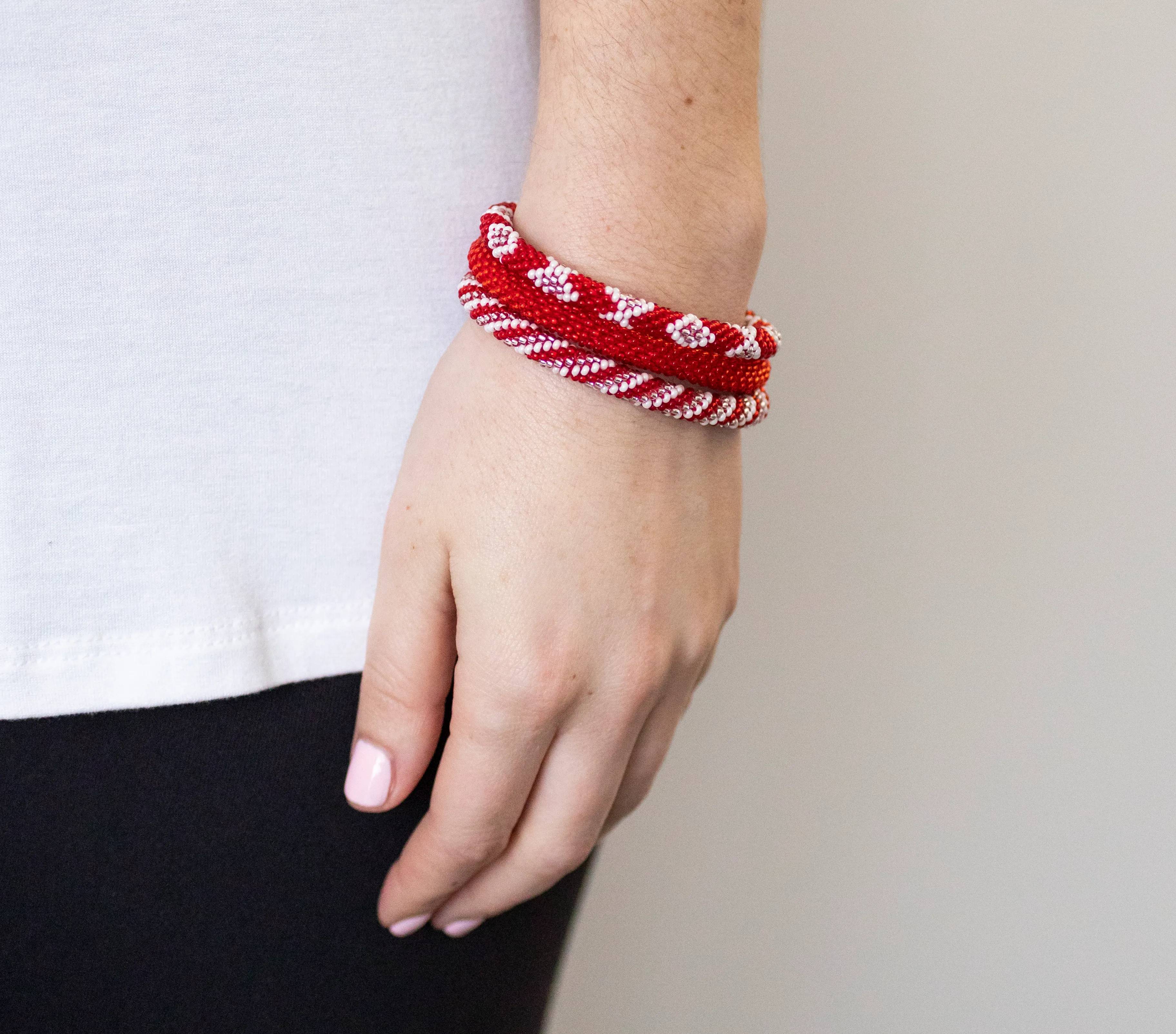 Game Day Roll-On® Bracelets <br> Red & White