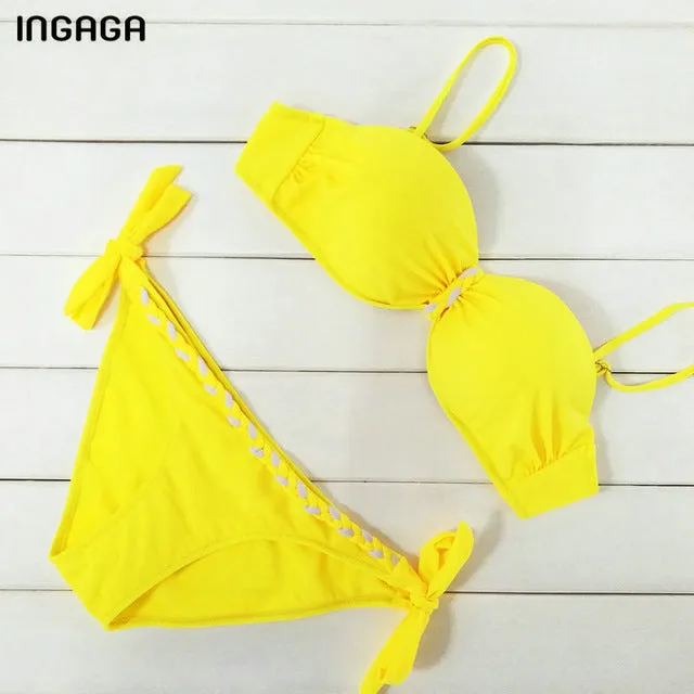 INGAGA Sexy 2017 Bikini Set Push Up Swimwear Women Strap Bandage Swimsuit Bathing Suits Summer Beach Bathing Suits XXXL