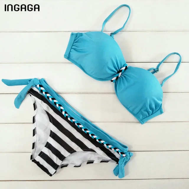 INGAGA Sexy 2017 Bikini Set Push Up Swimwear Women Strap Bandage Swimsuit Bathing Suits Summer Beach Bathing Suits XXXL