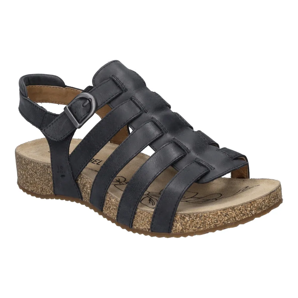 Josef Seibel Tonga 81 Sandal  in Black & Camel