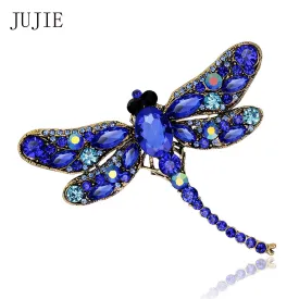 JUJIE Rhinestone Dragonfly Brooches For Women 2017 Antique Gold Color Scarf Lapel Brooch Pins Animals Crystal Jewelry Gifts Girl