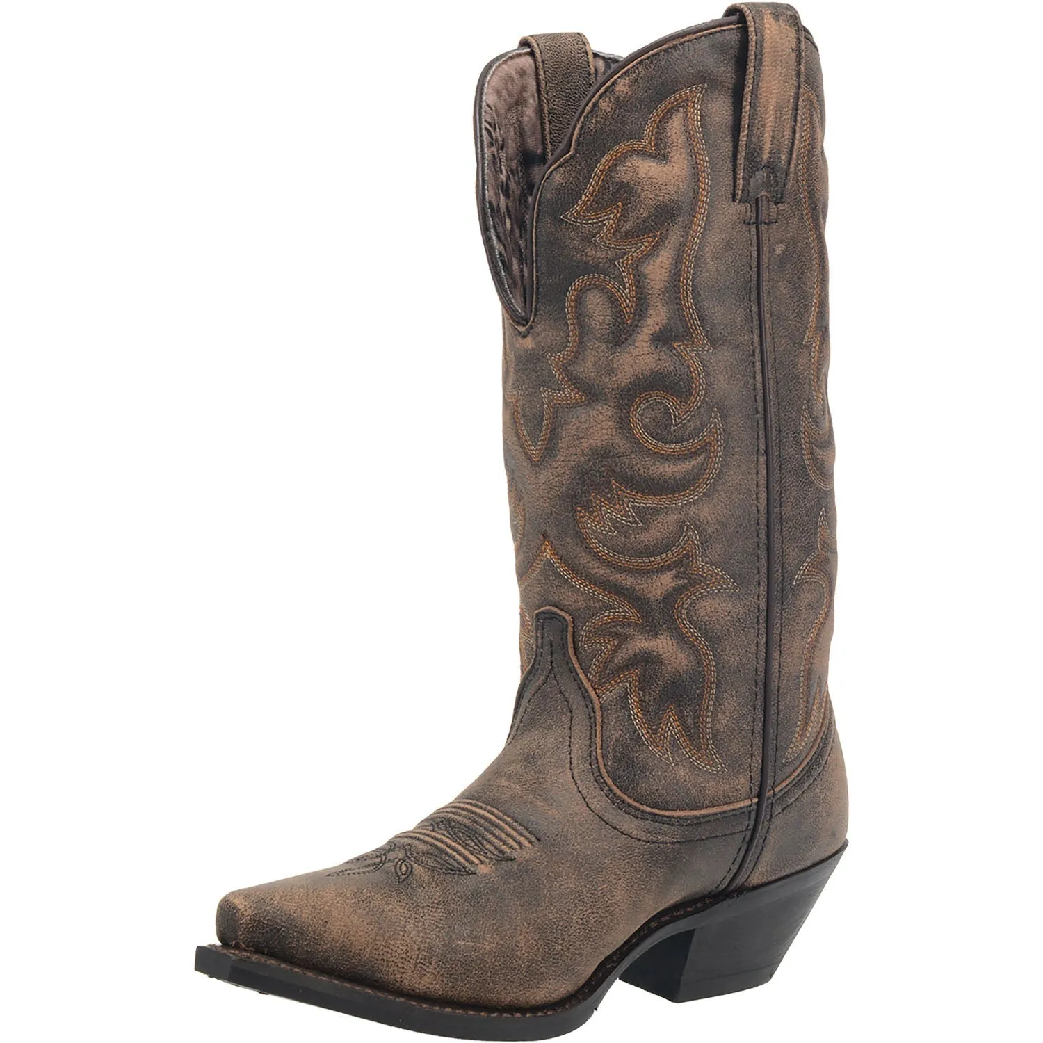 Laredo Womens Access Cowboy Boots Leather Black/Tan