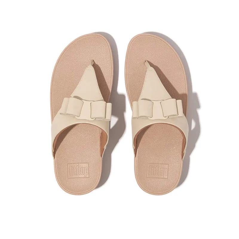 LULU BOW LEATHER TOE-POST SANDALS