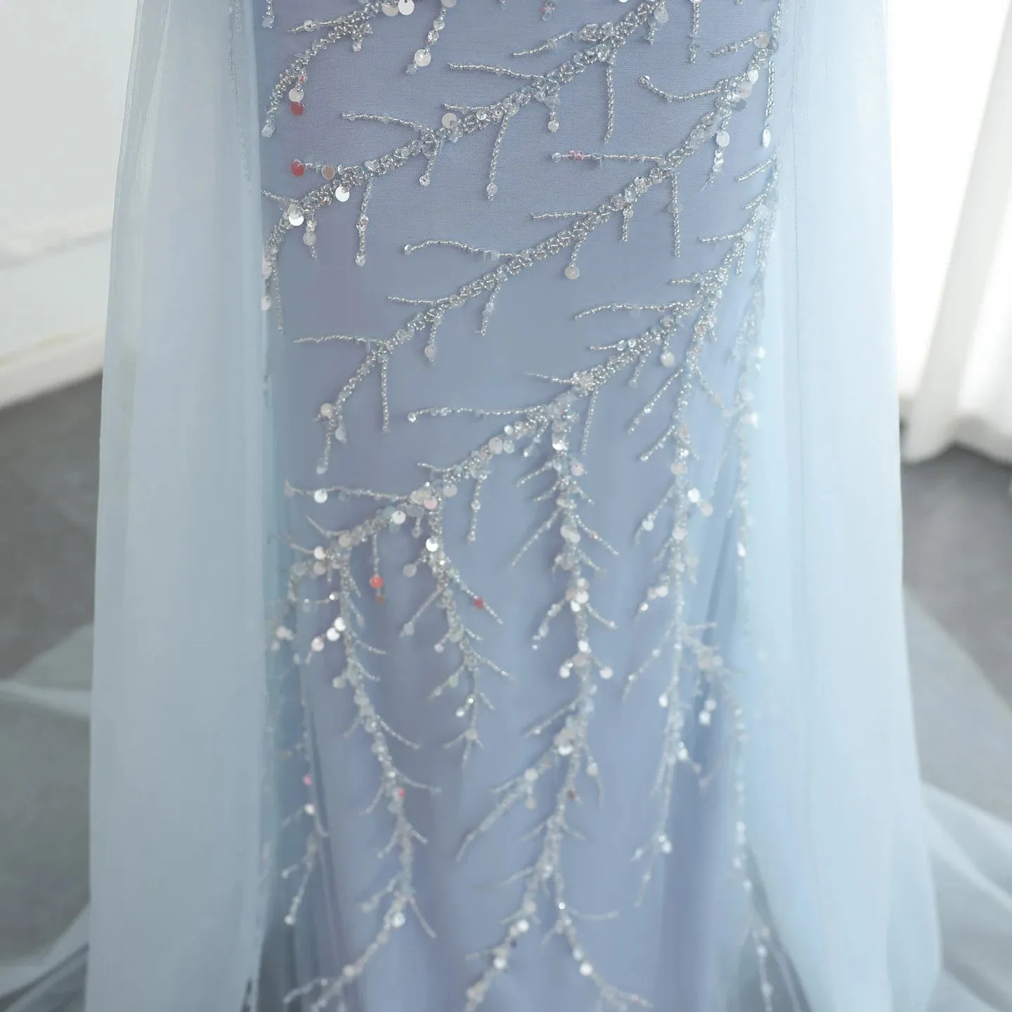 Luxury Beaded Embroidered Dress with Overskirt