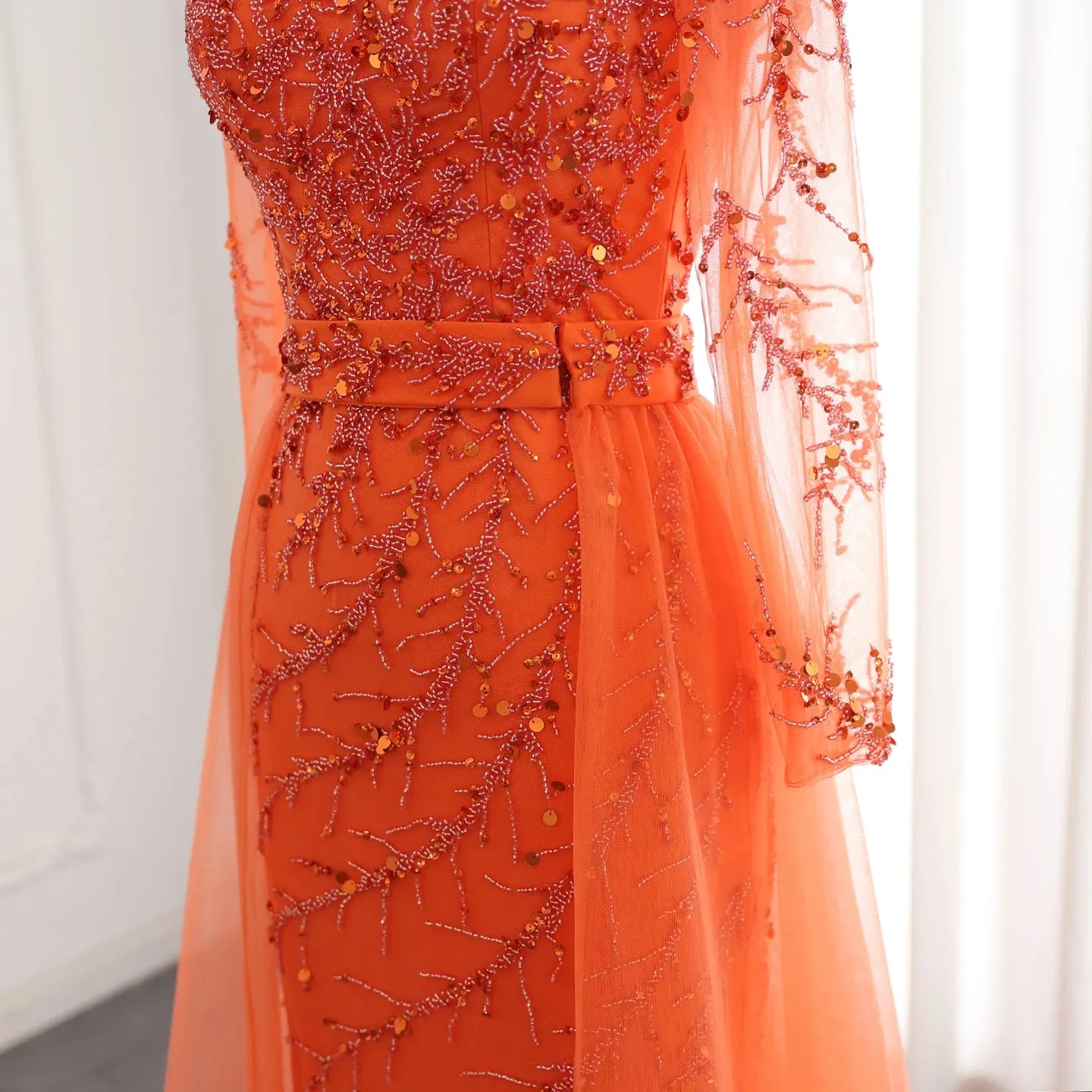 Luxury Beaded Embroidered Dress with Overskirt