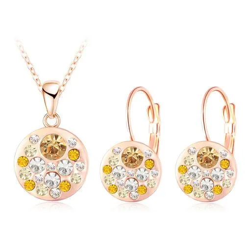 LZESHINE Hot 2017 Austrian Crystal Jewelry Set for Women Rose Gold Color Round Style Pendant/Earrings Sets parure bijoux femme