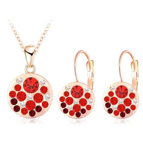 LZESHINE Hot 2017 Austrian Crystal Jewelry Set for Women Rose Gold Color Round Style Pendant/Earrings Sets parure bijoux femme