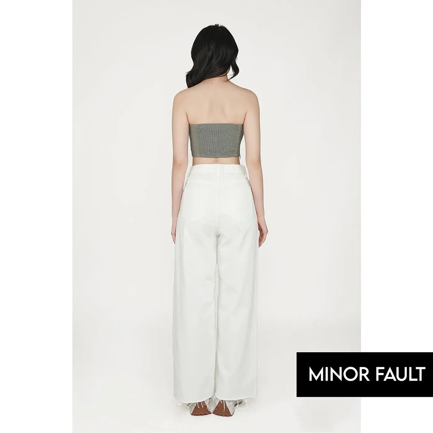 (Minor Fault) OffWhite Mid Rise Wide Leg Jeans