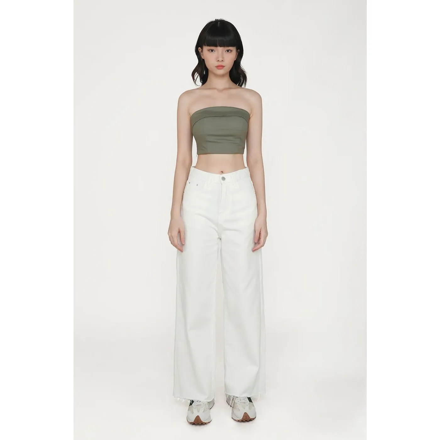 OffWhite Mid Rise Wide Leg Jeans