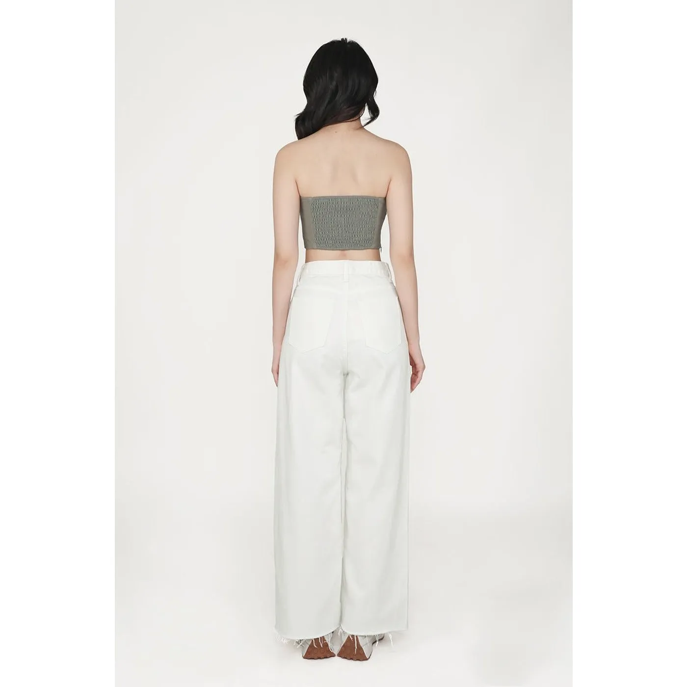 OffWhite Mid Rise Wide Leg Jeans