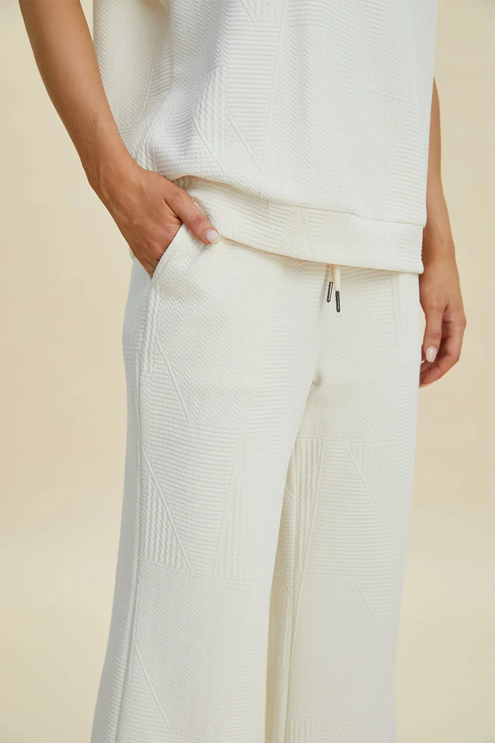 Pearl Detail Round Neck Top and Pants Set