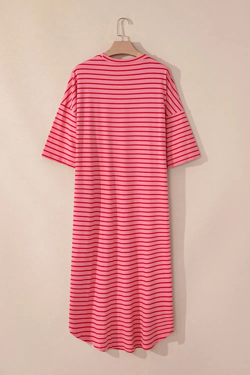 Pocketed Striped Half Sleeve Tee Dress