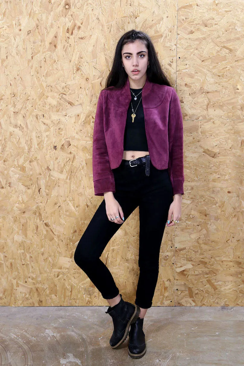 Purple Suede Cropped Jacket