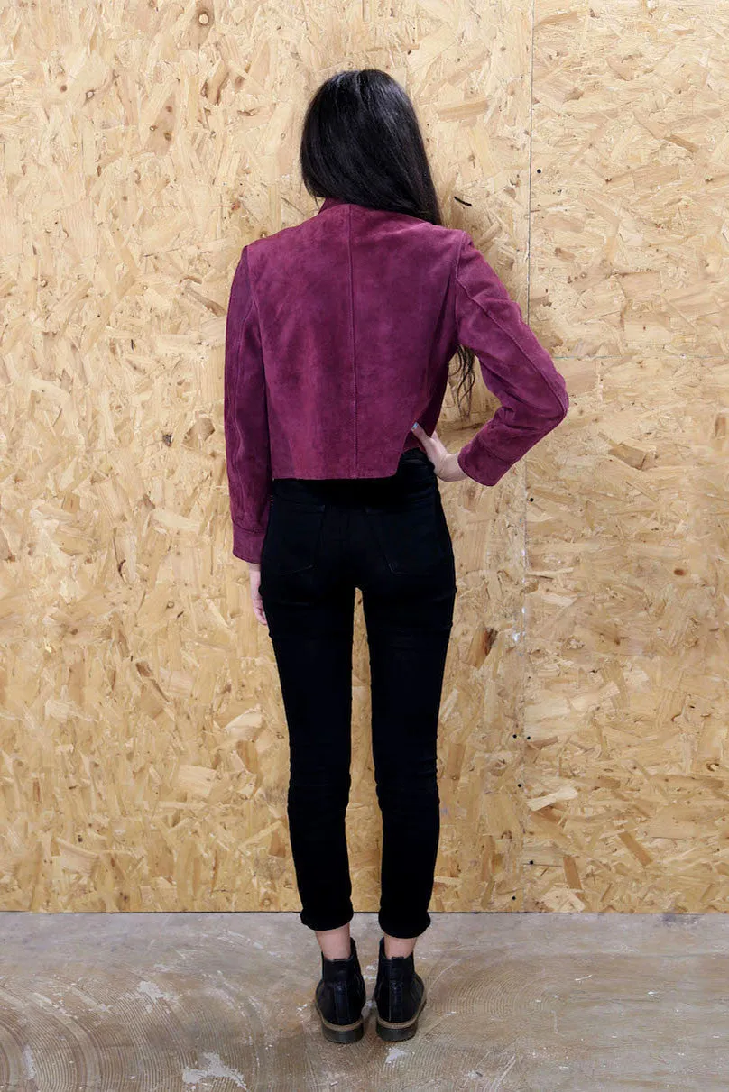 Purple Suede Cropped Jacket