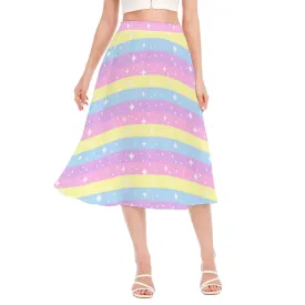 Rainbow Ribbon Women's Long Midi Chiffon Skirt