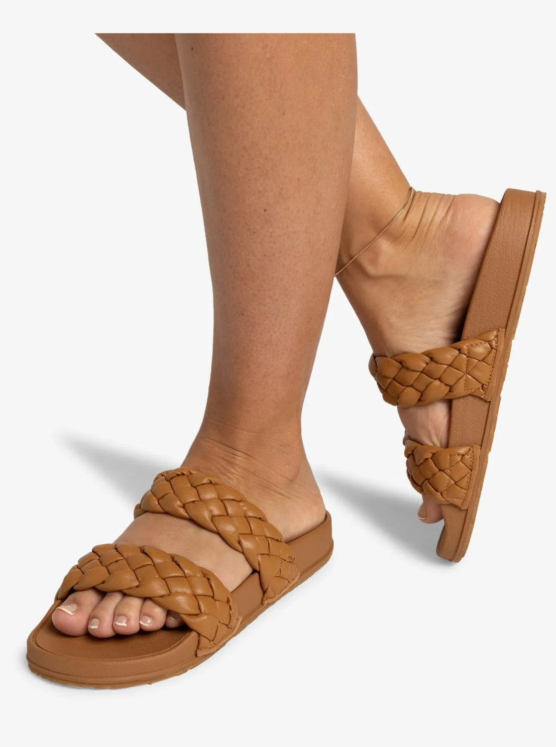 Roxy Slippy Braided Sandals - Tan 1