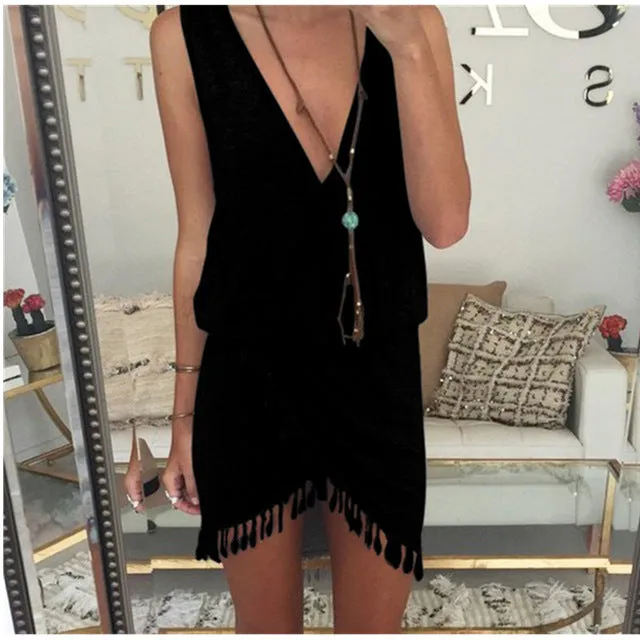 SAENSHING Bikini Cover Up Deep V-neck Pareo Beach Cover Ups Swimwear Women Beach Tunic Bathing Suit Coverup Summer Swimsuit