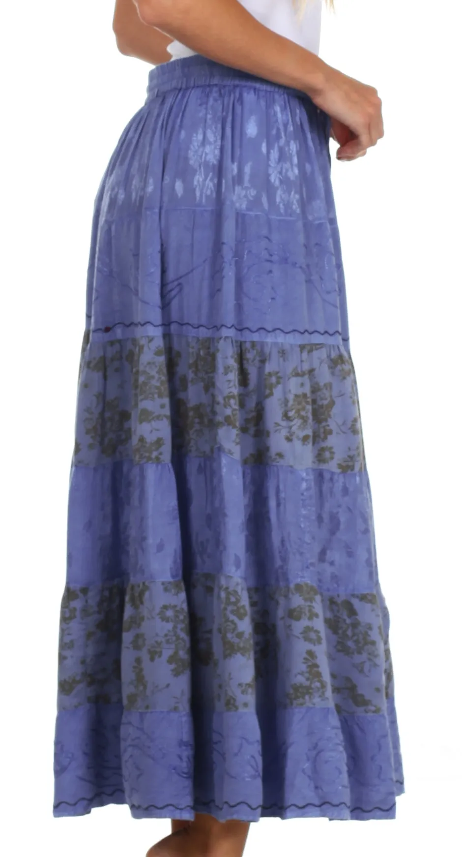 Sakkas Jacquard Floral Gypsy Boho Peasant Skirt