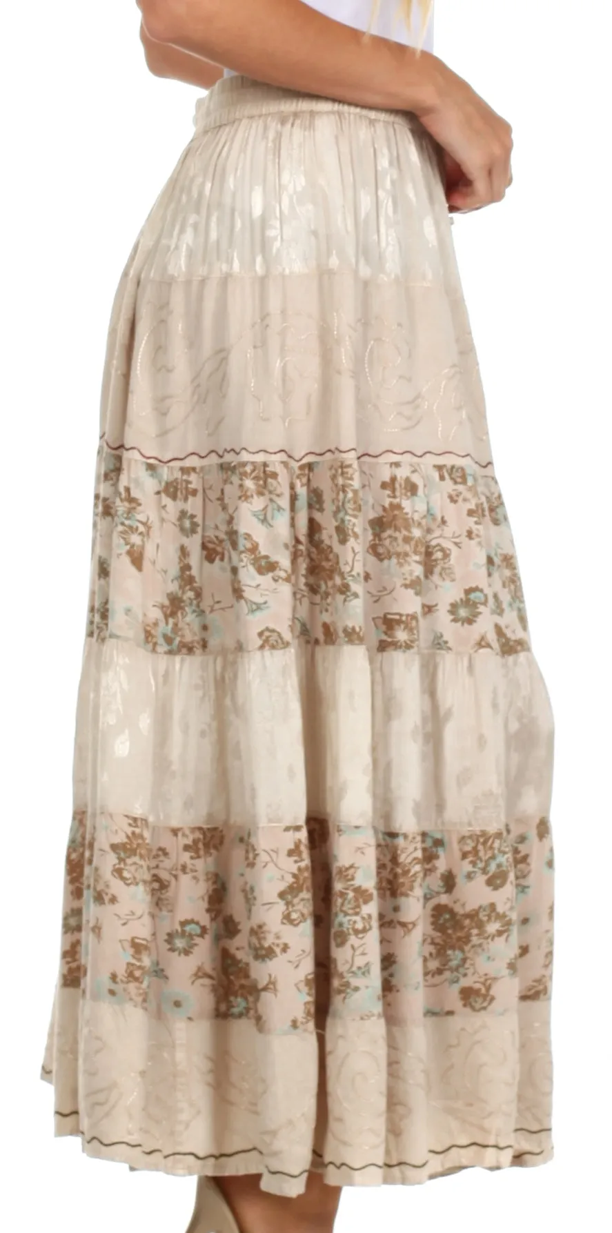 Sakkas Jacquard Floral Gypsy Boho Peasant Skirt