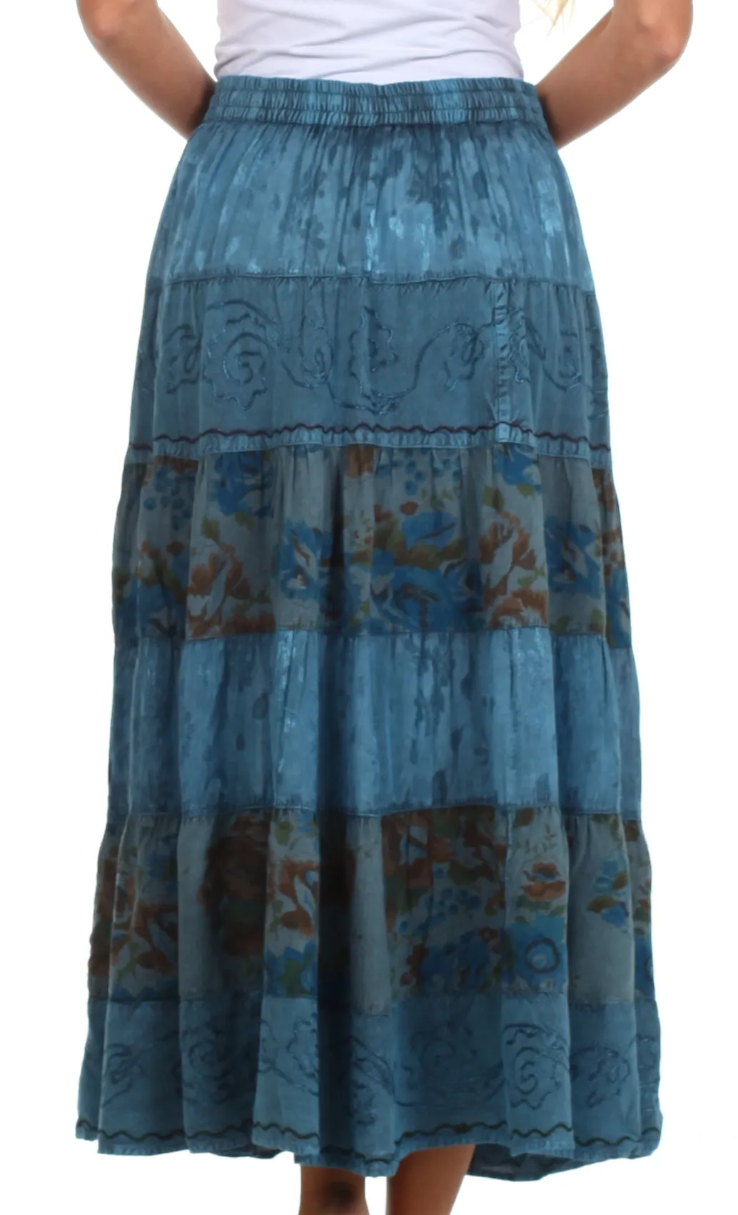 Sakkas Jacquard Floral Gypsy Boho Peasant Skirt