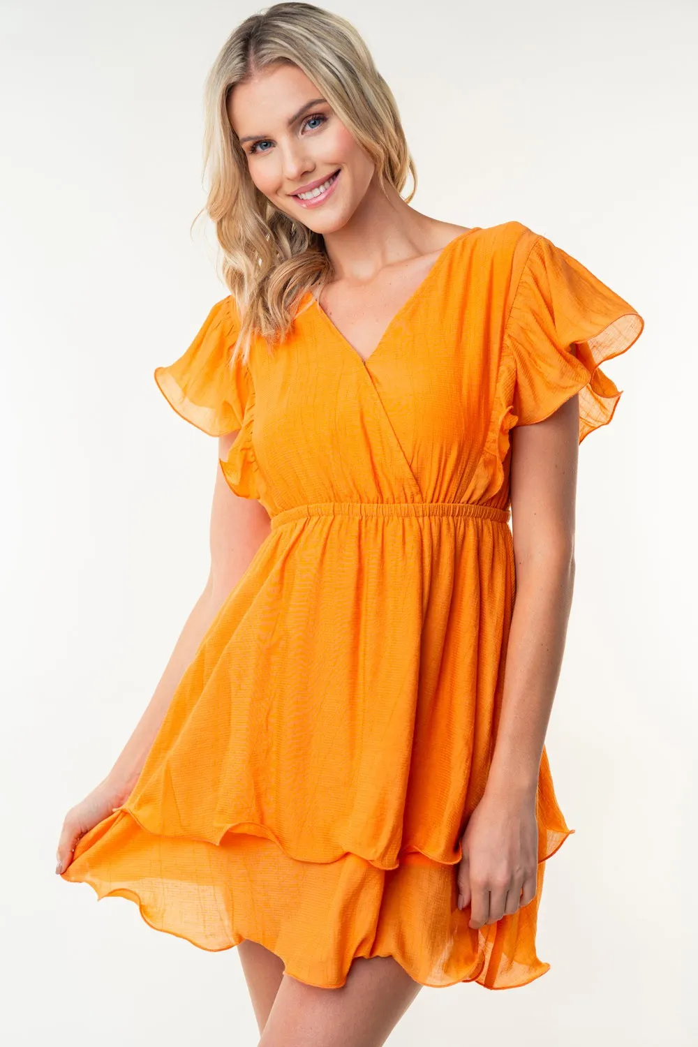 Short Sleeve Woven Layered Dress