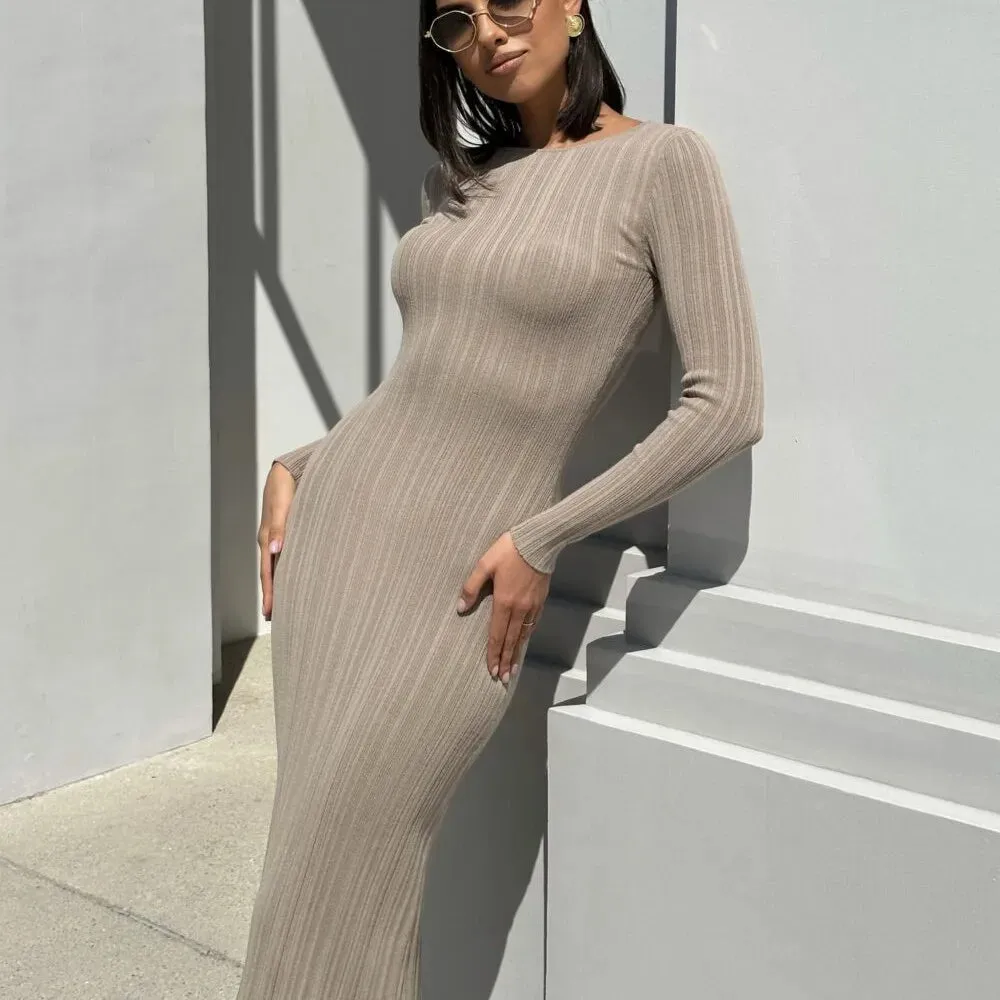 Slim Knit High Waist Maxi Dress