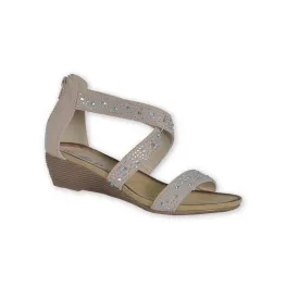 Sparkly Cross Ankle Sandals - White