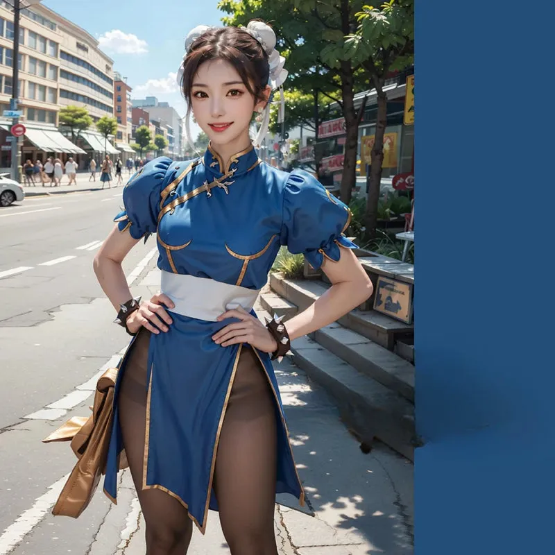 Street Game Li Cheongsam Chinese Qipao Fighter Halloween Chun Cosplay Outfit