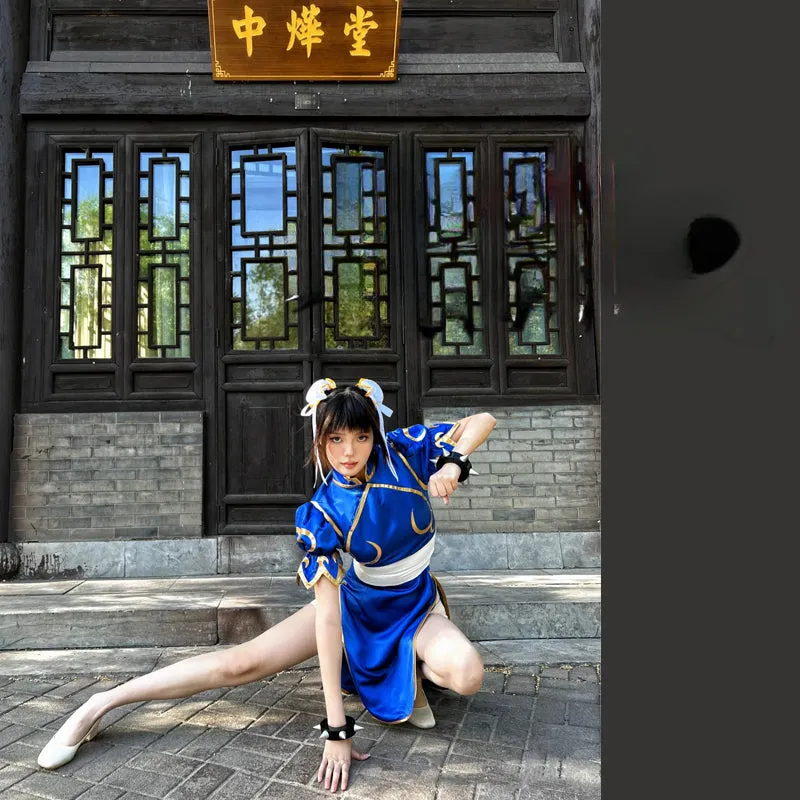 Street Game Li Cheongsam Chinese Qipao Fighter Halloween Chun Cosplay Outfit